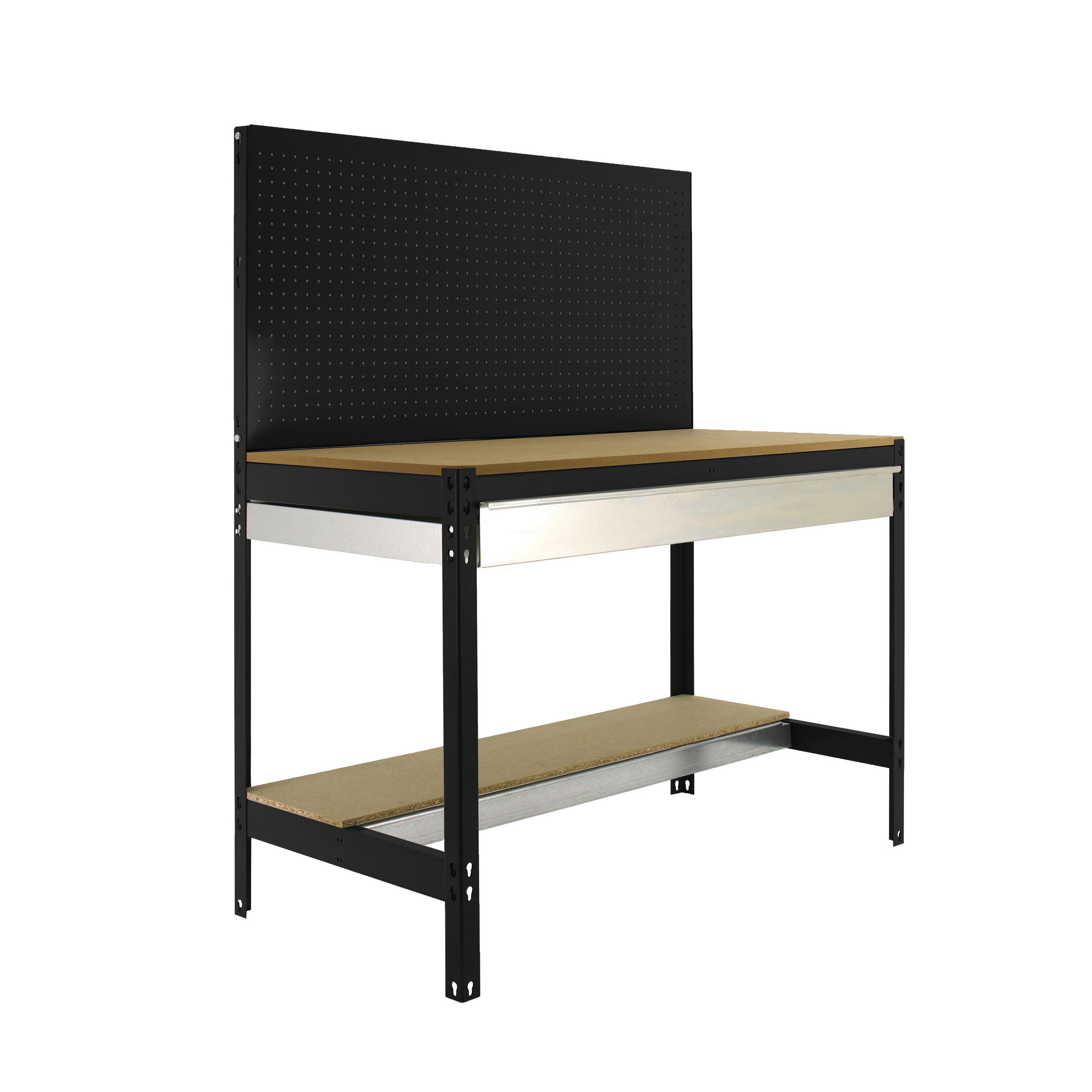 WERKBANK BUFFALO mit Werkzeugwand und Schubfach | HxBxT 84x90x61cm | Traglast 400kg | Anthrazit - Grau, Metall (90/84/61cm) - PROREGAL