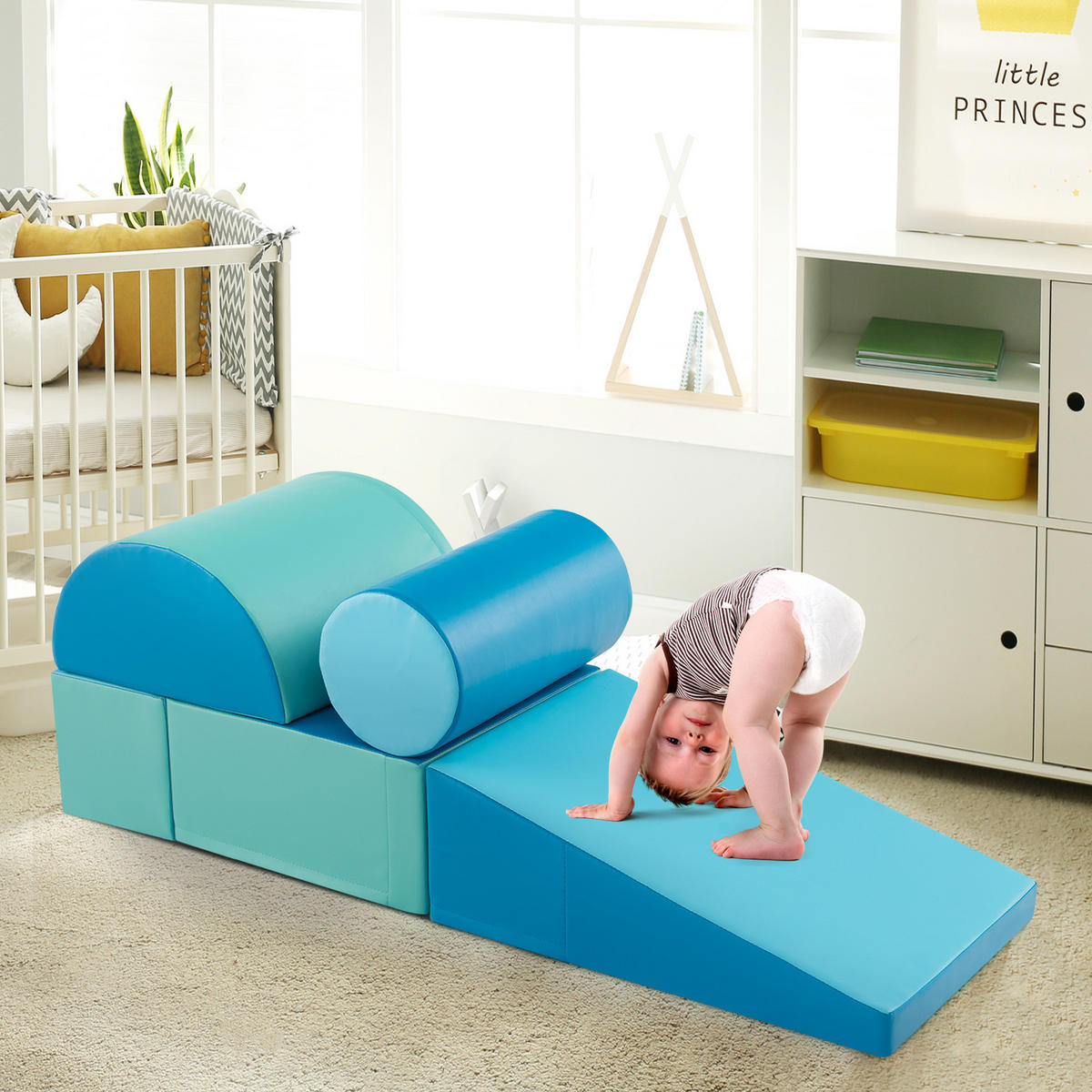 PĚNOVÝ BLOK námořnická modrá (5dílný) - tmavě modrá, plast (40/20/40cm) - COSTWAY