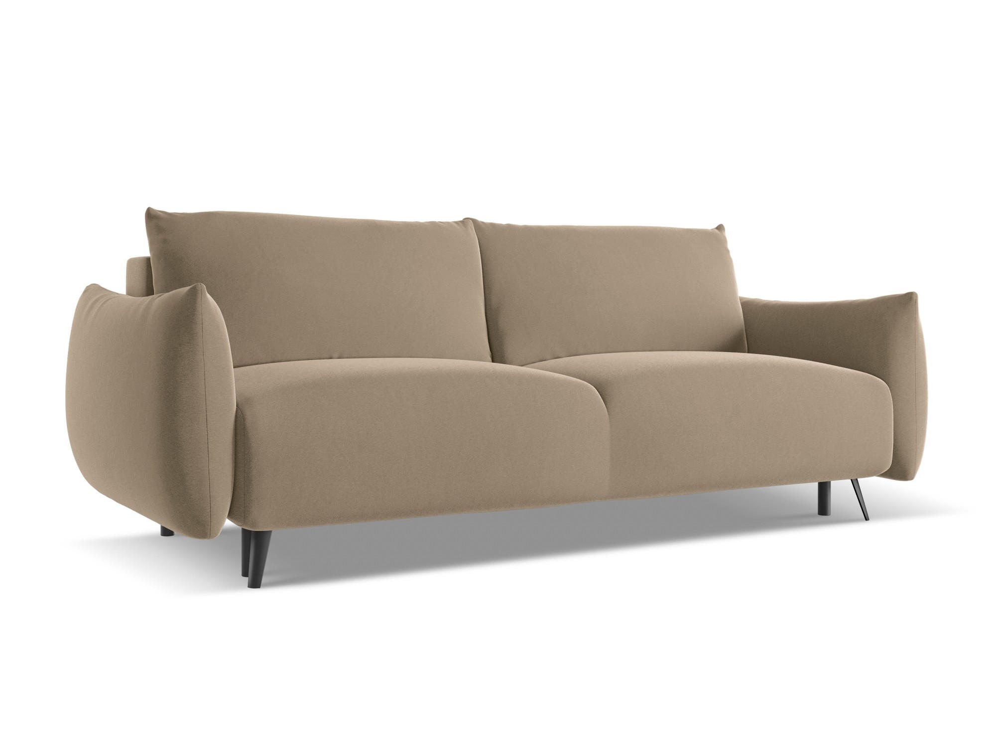 3-SITZER SOFA mit Schlaffunktion Samt Stoff Beige - Beige/Creme, Textil/Metall (230/86/105cm) - Makamii
