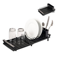 GESCHIRR-ABTROPFGESTELL ausziehbar, schwarz - Schwarz, Kunststoff (46.5/12.5/19.5cm) - eluno