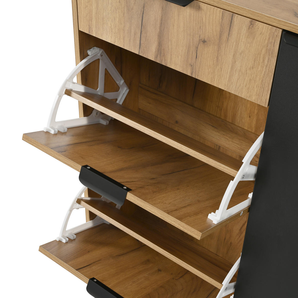 SCHUHSCHRANK aus Spanplatte 140x35x139cm in Natur mit Sitzbank & Spiegel - Naturfarben, Holzwerkstoff (140/139/35cm) - Modfu