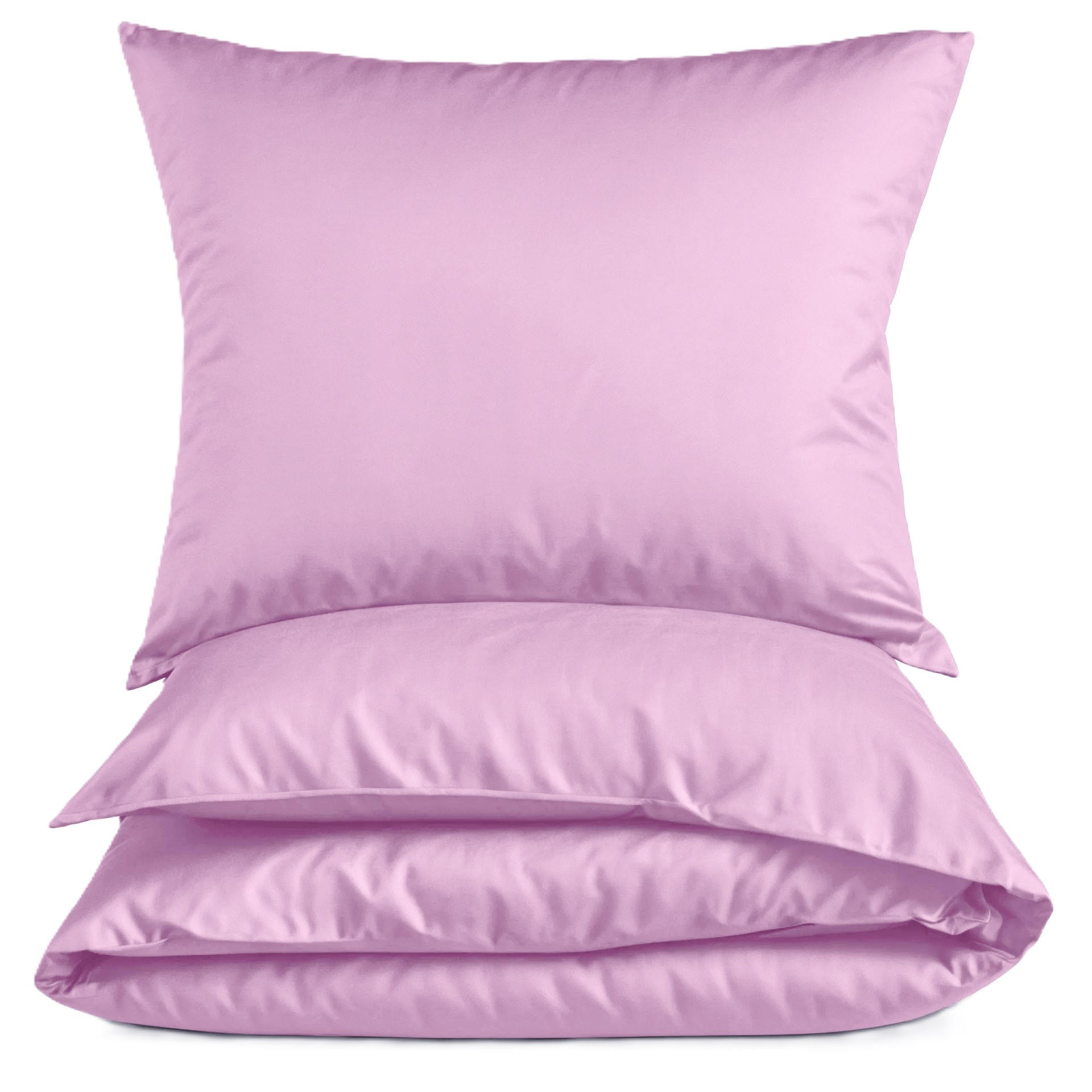 MAKO-SATIN-BETTWÄSCHE 155x220 Bettbezug einfarbig 100% Baumwolle - Uni Flieder - Flieder, Textil (155/220cm) - Carpe Sonno