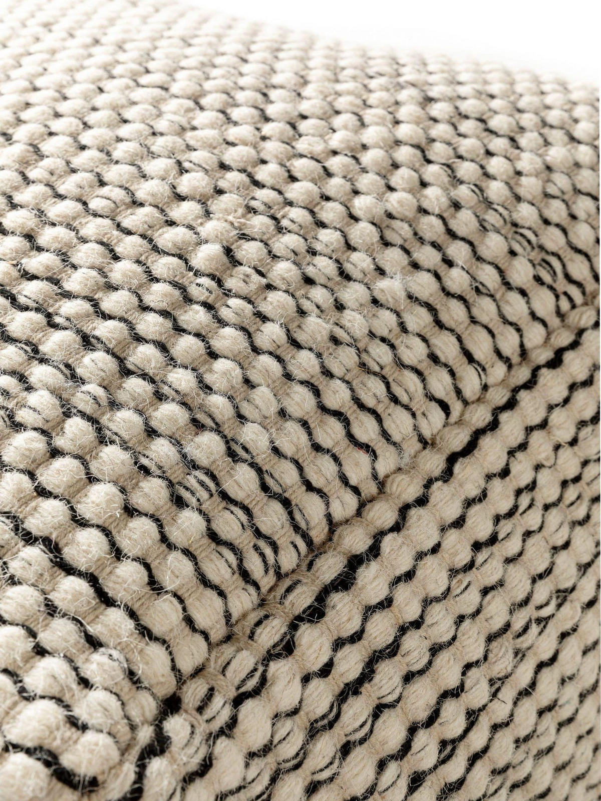 WOLL-POUF handgefertigt Rocco Beige/Schwarz 45x45x45 cm - Beige, Textil (45/45/45cm) - KUNSTLOFT