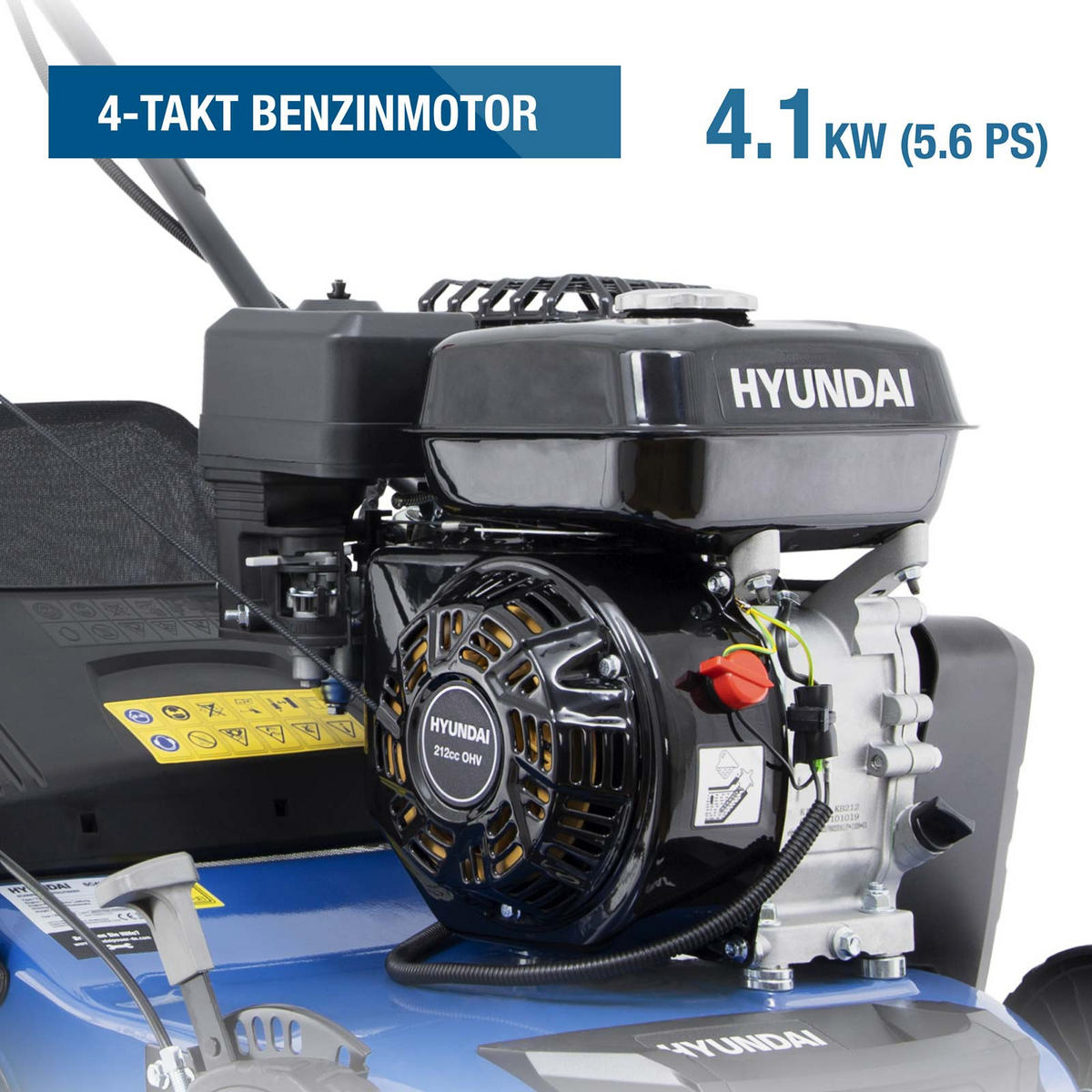 BENZIN-VERTIKUTIERER Lüfter SC4002G Rasenlüfter Moosentferner (40 cm, 5.6 PS, 40L Fangkorb) - Blau, Metall (58.5/111/115cm) - HYUNDAI