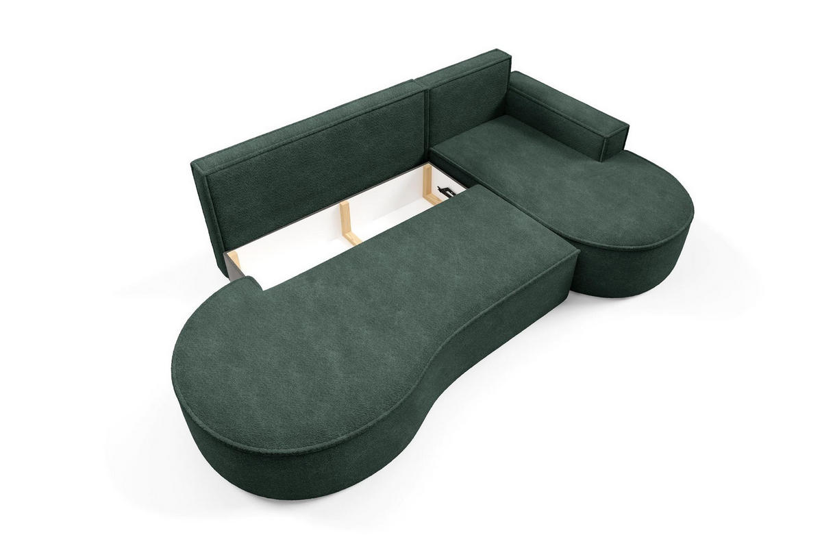 ECKSOFA Flow Grün, mit Schlaffunktion und Kissen in Abriamo Stoff, rechte seite - Grün, Holzwerkstoff/Textil (277/157cm) - Bettso