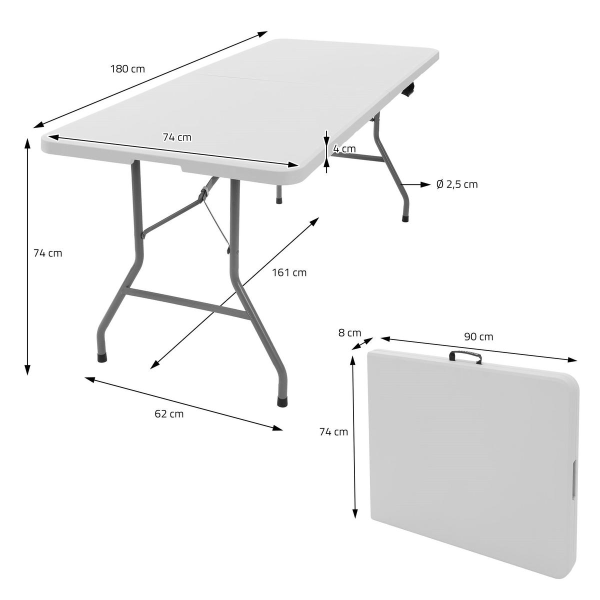 CAMPINGTISCH - Weiß, Kunststoff (180/74/74cm) - ML-DESIGN
