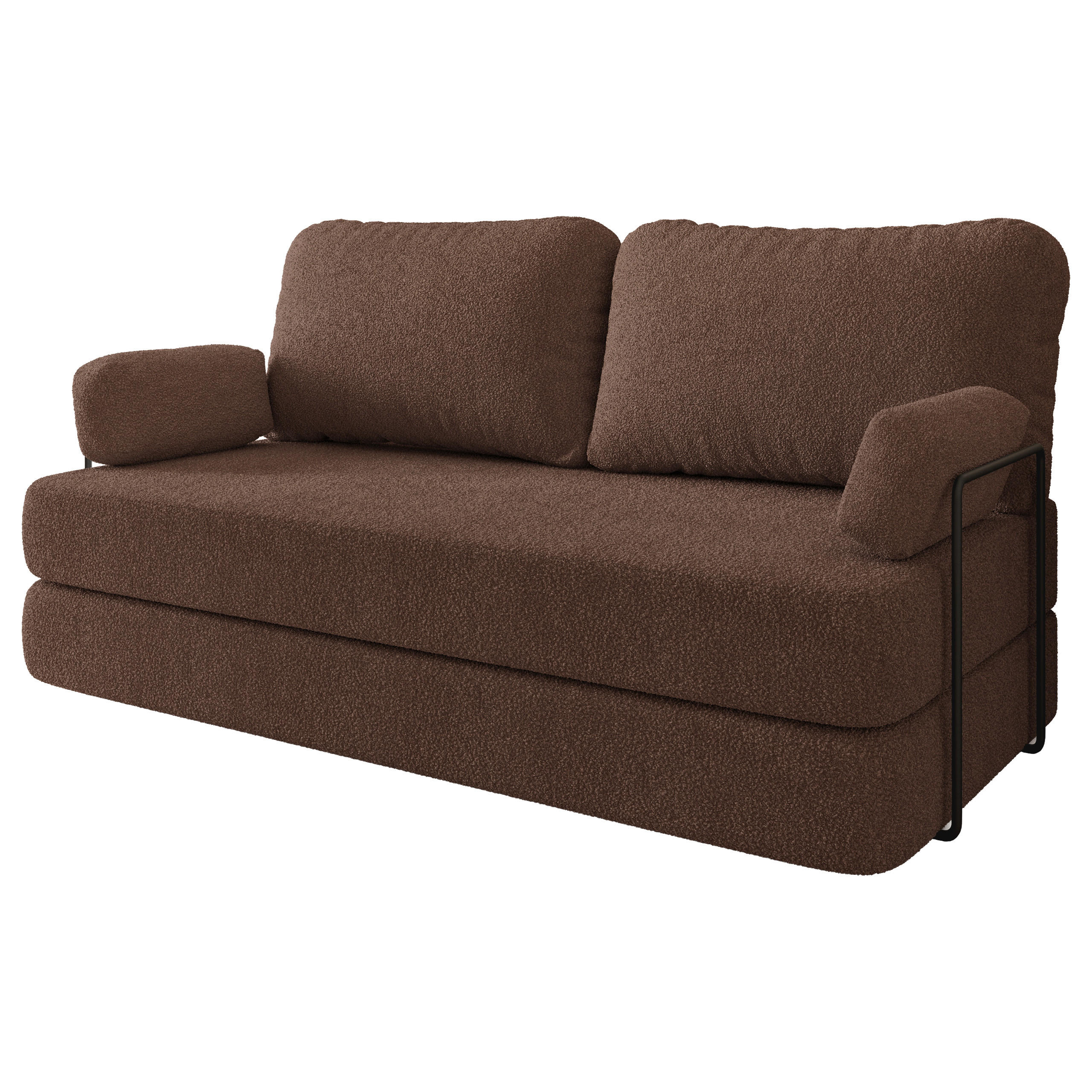 BETTSOFA NIKSI aus Schaumstoff Bucle-Stoff Braun Schlaffunktion - Braun, Textil (170/86/80cm) - MASSENO