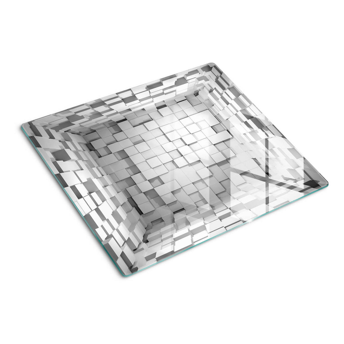 GLASPLATTE 60x52 cm Würfel - Rot/Weiß, Glas (60/0.4/52cm) - TULUP