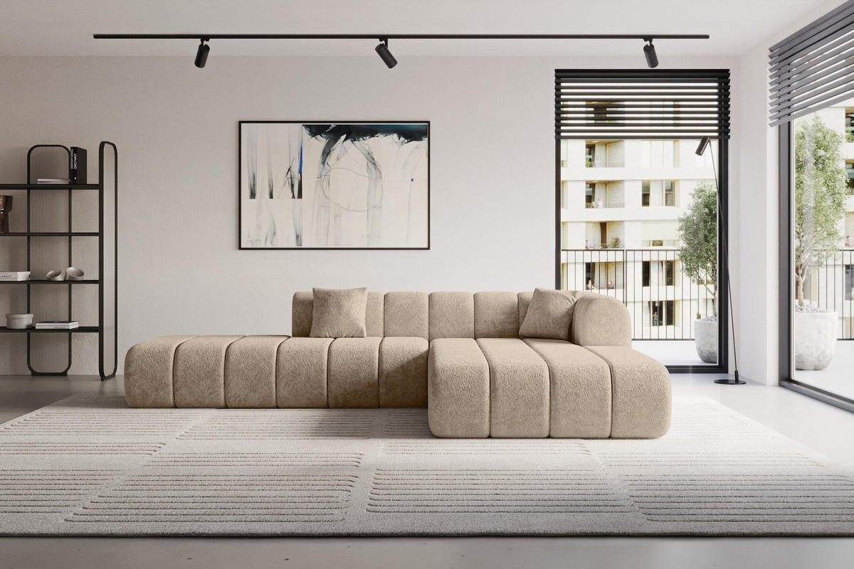 ROHOVÁ SEDAČKA s otomanem, pravá BILA-L 289x176x71 Hnědá Žinylka - černá/koňaková, kompozitní dřevo/textil (289/176cm) - ALTDECOR