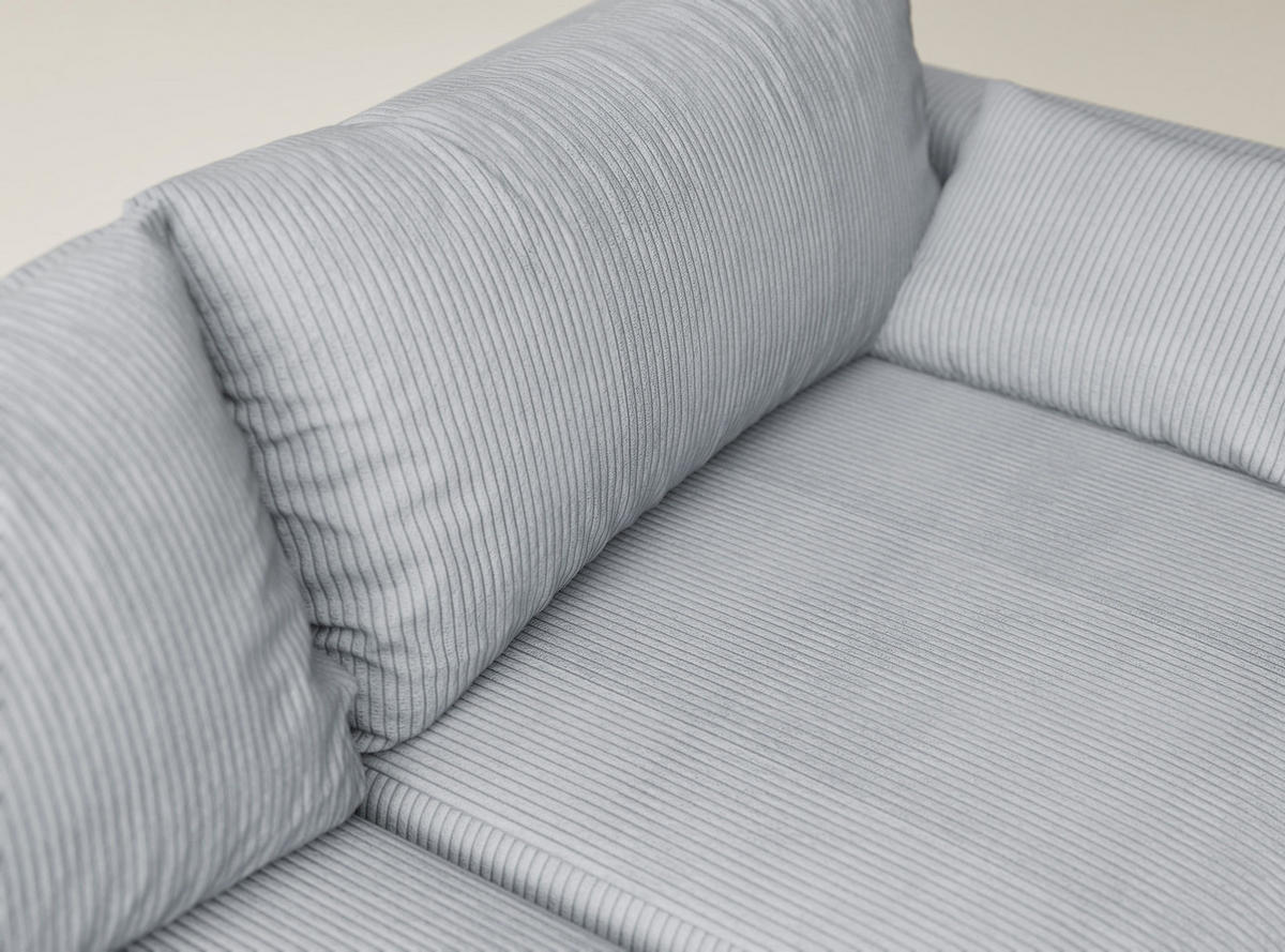 ECKSOFA MIT SCHLAFFUNKTION Leon Hellgrau Samtstoff - Hellgrau/Schwarz, Holz/Holzwerkstoff (148/239cm) - Maison de Reve