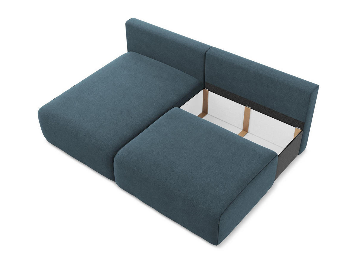 ECKSOFA mit Schlaffunktion links Strukturstoff Stoff Blau - Blau/Pink, Kunststoff/Textil (149/210cm) - Makamii
