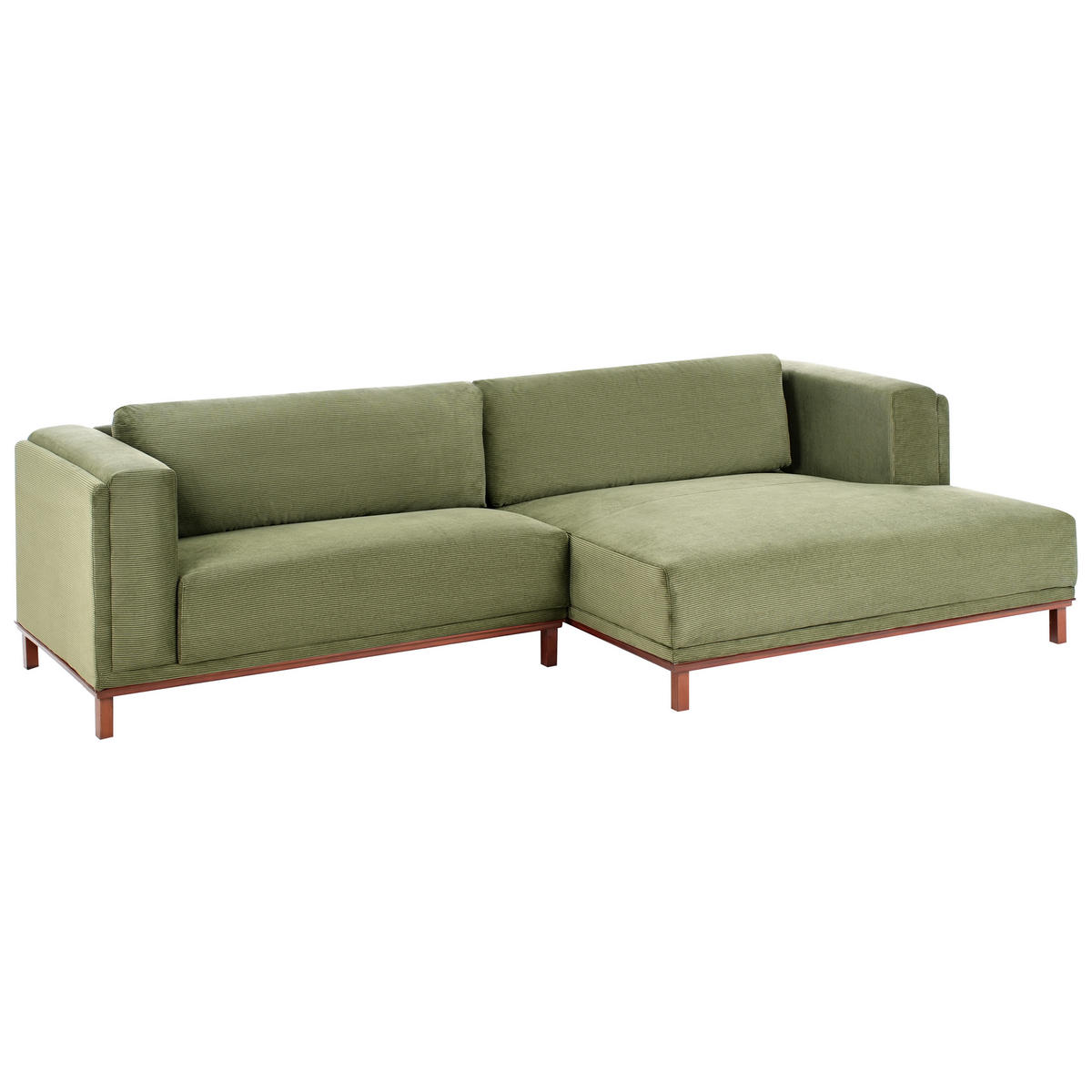 ECKSOFA 4-Sitzer Cord Grün linksseitig Veng - Hellbraun/Braun, Textil (310/155cm) - Beliani