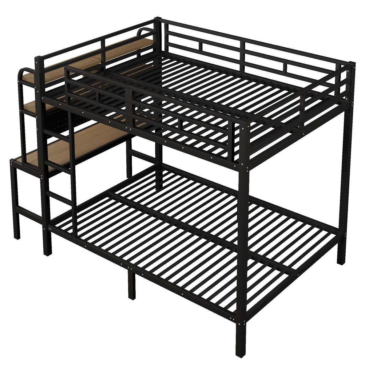 ETAGENBETT 140/200 cm Schwarz mit LED, USB-Anschluss und Schreibtisch - Schwarz, Metall (140/200cm) - MIVRAY