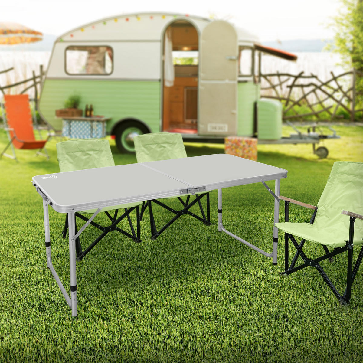 CAMPINGTISCH - Grau, Metall (120/60/70cm) - ECD-Germany