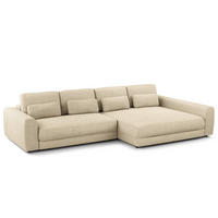 ECKSOFA mit XXL-Longchair - Beige/Schwarz, Kunststoff/Textil (323/182cm) - home24