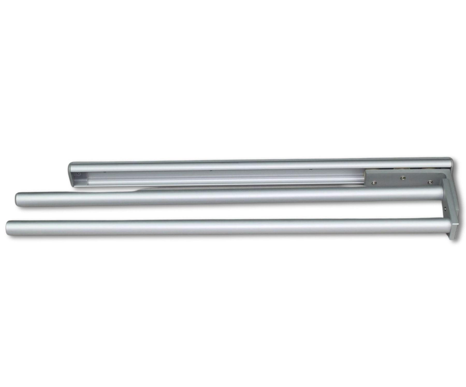HANDTUCHHALTER ausziehbar 46,5-76cm Silber matt 2-armig mit 4 Holzschrauben - Silberfarben, Metall (3.1/9.4/46.5cm) - Livingpoint24