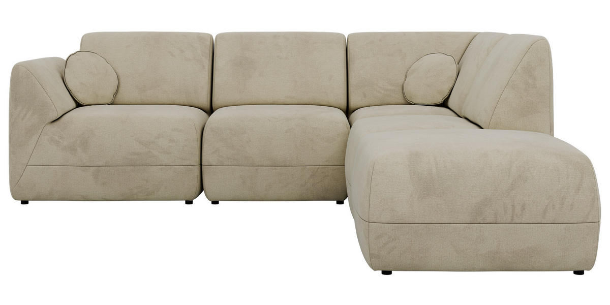 ECKSOFA NOARA 5M L Beige Velvet - Rechts - Beige/Schwarz, Kunststoff/Textil (267/244cm) - MKS