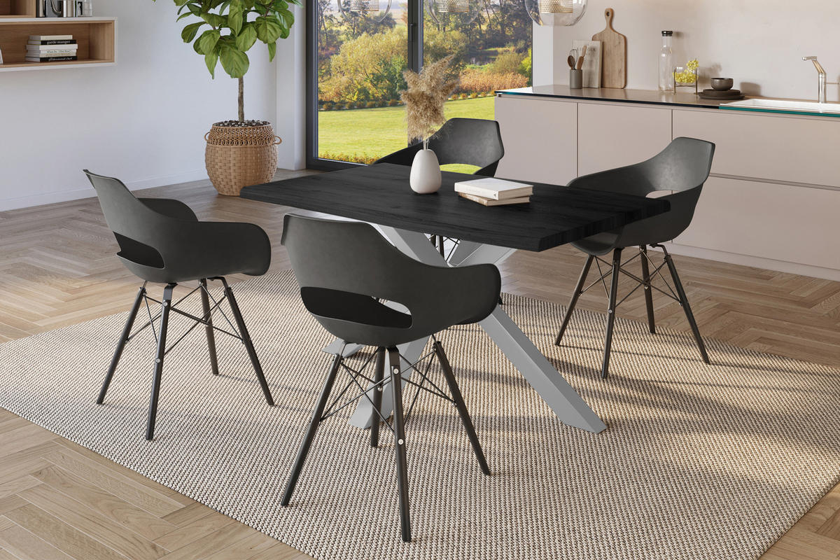 ESSTISCH JULIUS SPIDER - Grau, Holz (80/140/77cm) - SAM