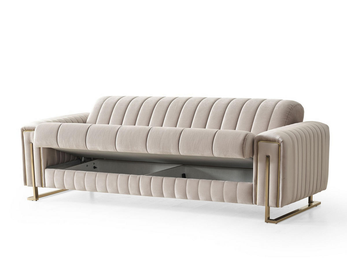 SITZGARNITUR Kochi, Beige Stellvariante 3+2 - Beige, Holzwerkstoff/Metall (243/85/95cm)
