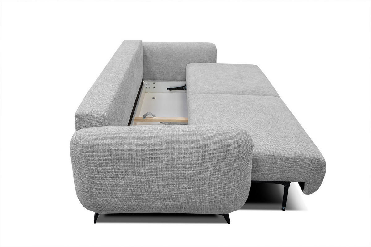SOFA DRAKE 3-Sitzer mit Schlaffunktion, hellgrau - Hellgrau/Braun, Holz/Textil (232/90/107cm) - Courtois Laville