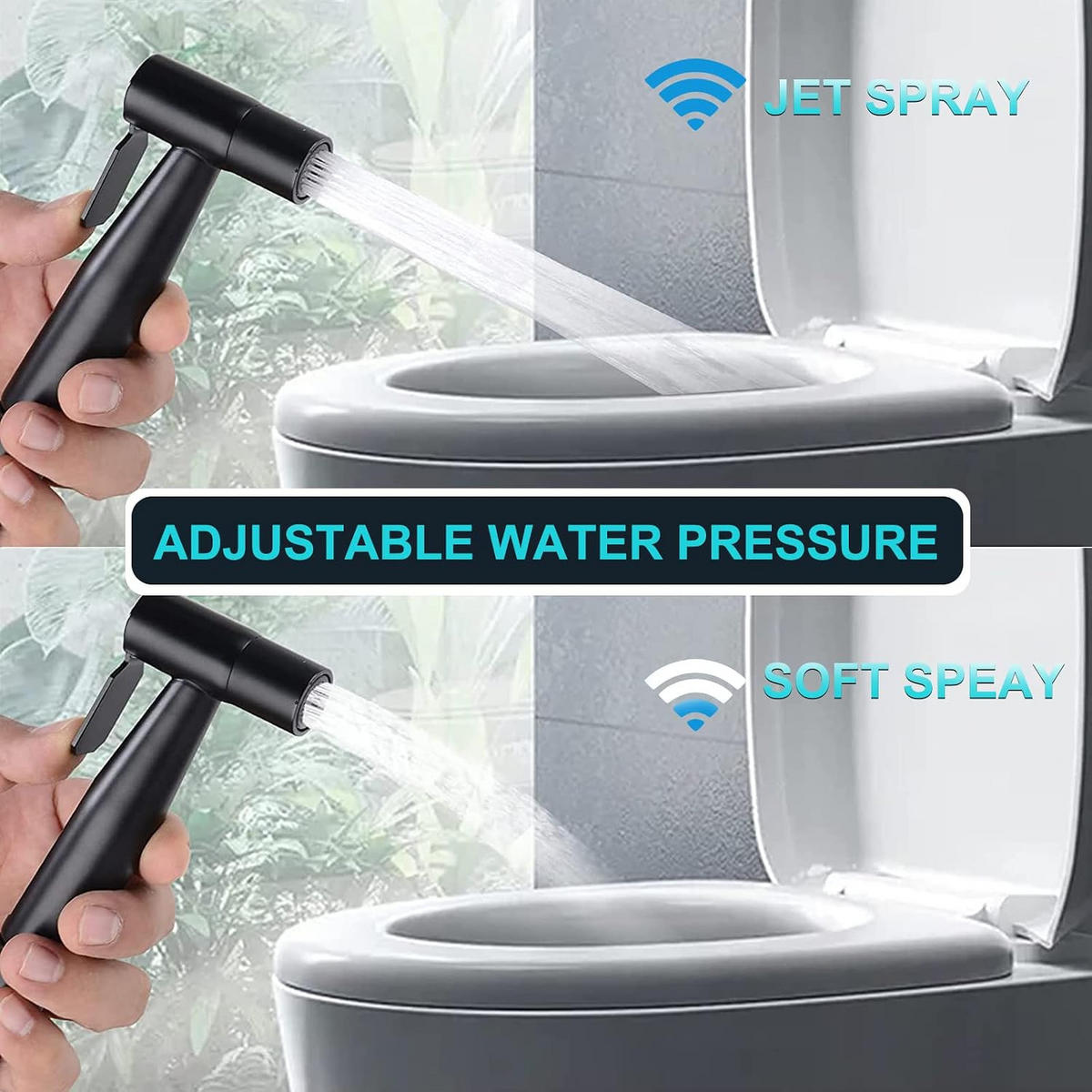 WC-BIDET-AUFSATZ – Schwarz – Handspülung – G1/2 Umsteller - Schwarz, Metall (22.5/6/12.5cm)