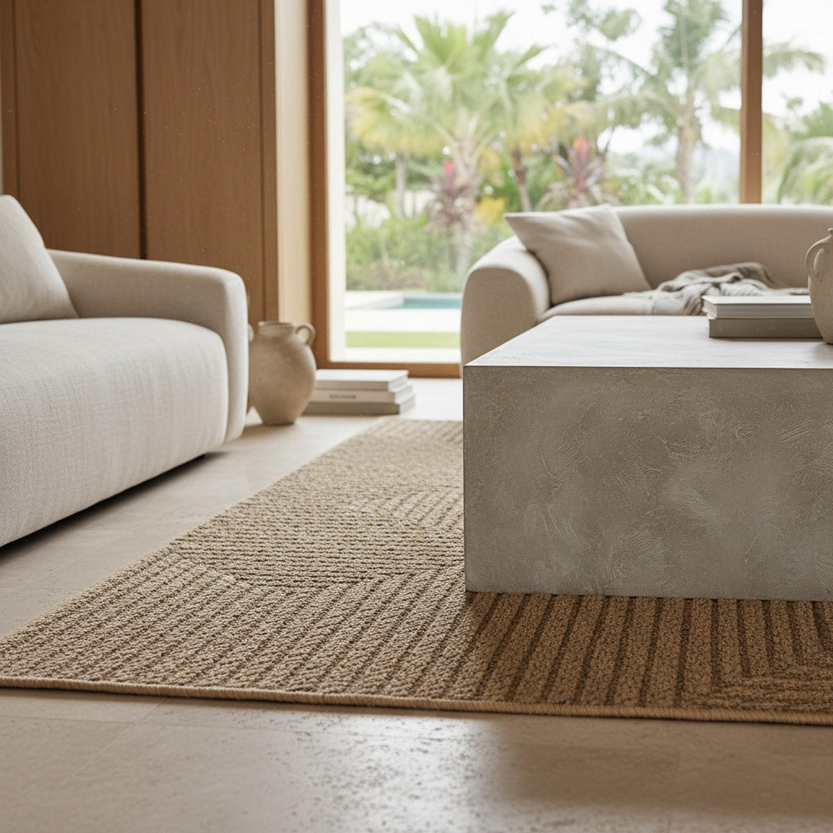 TEPPICH In-/Outdoor Jute-Optik Flachgewebe Unicolor Polypropylen Beige Läufer 80x150 - Beige, Textil (80/150cm) - KADIMA DESIGN