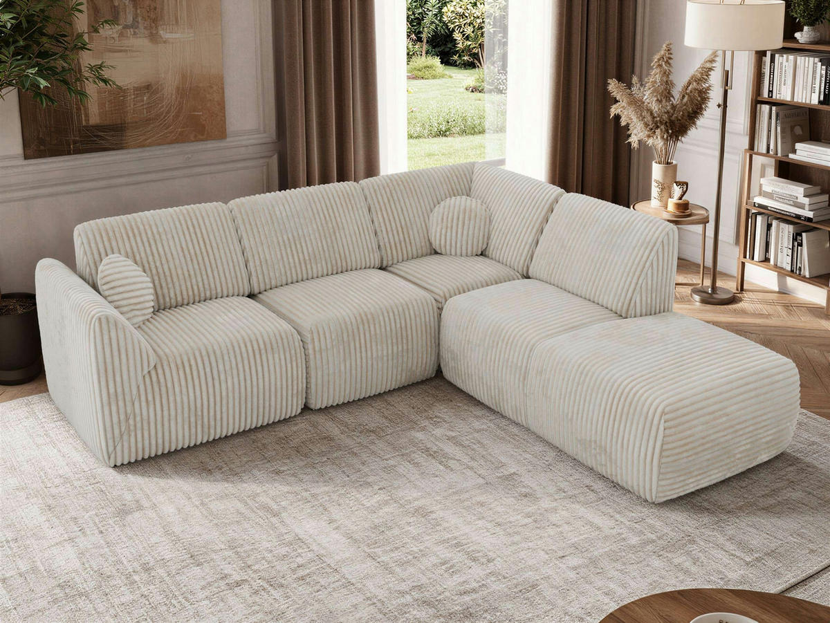ROHOVÁ SEDAČKA NOARA 5M L Béžová Manšester - Vpravo - čierna/béžová, textil/plast (267/244cm) - MKS