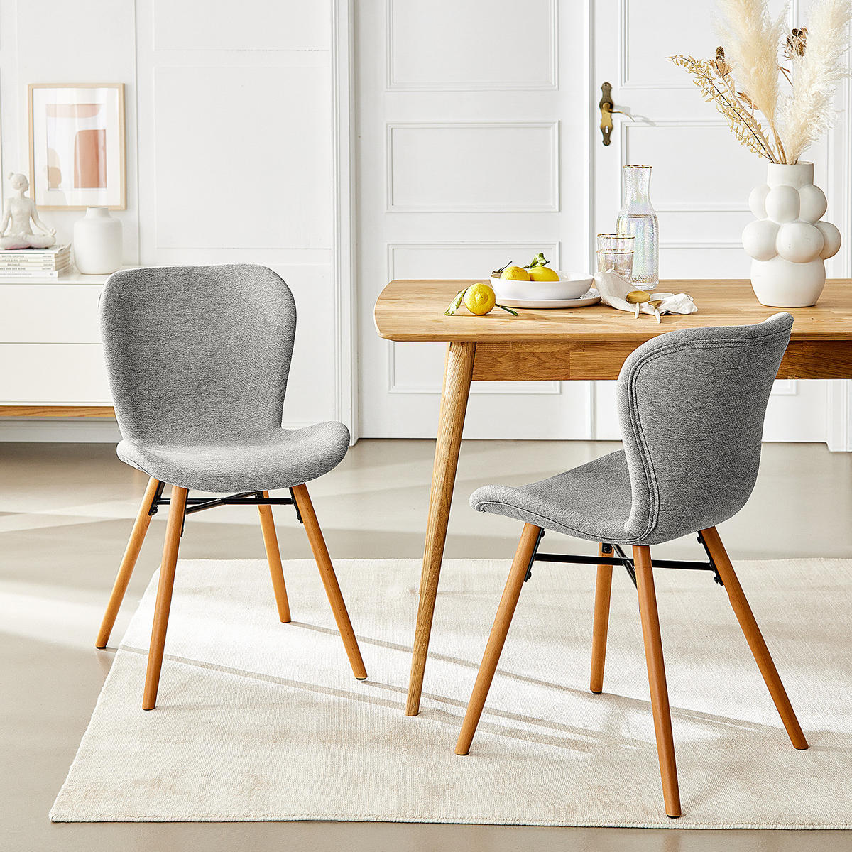 POLSTERSTUHL - Buchefarben/Hellgrau, Textil (47/83/53cm) - home24