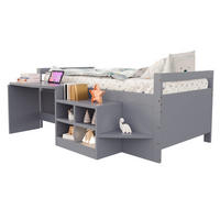 MULTIFUNKTIONSBETT 90/200 cm Grau mit Schreibtisch, Stauraum und Steckdose - Grau, Holz (90/200cm) - MIVRAY