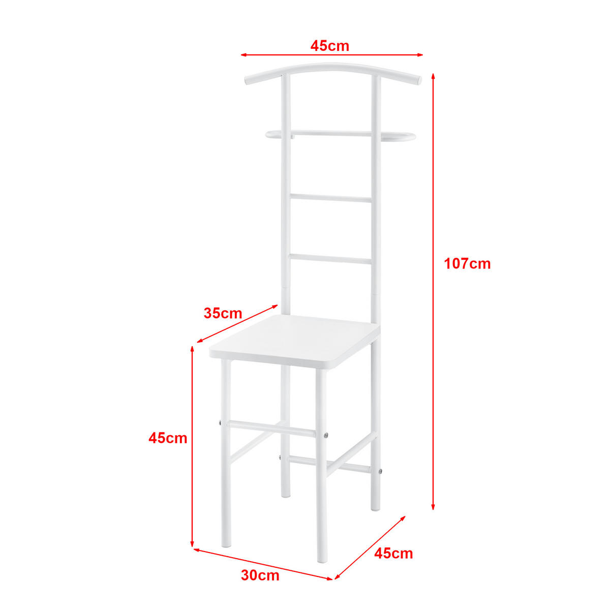 HERRENDIENER Anaheim - Weiß, Metall (45/107/45cm) - [en.casa]