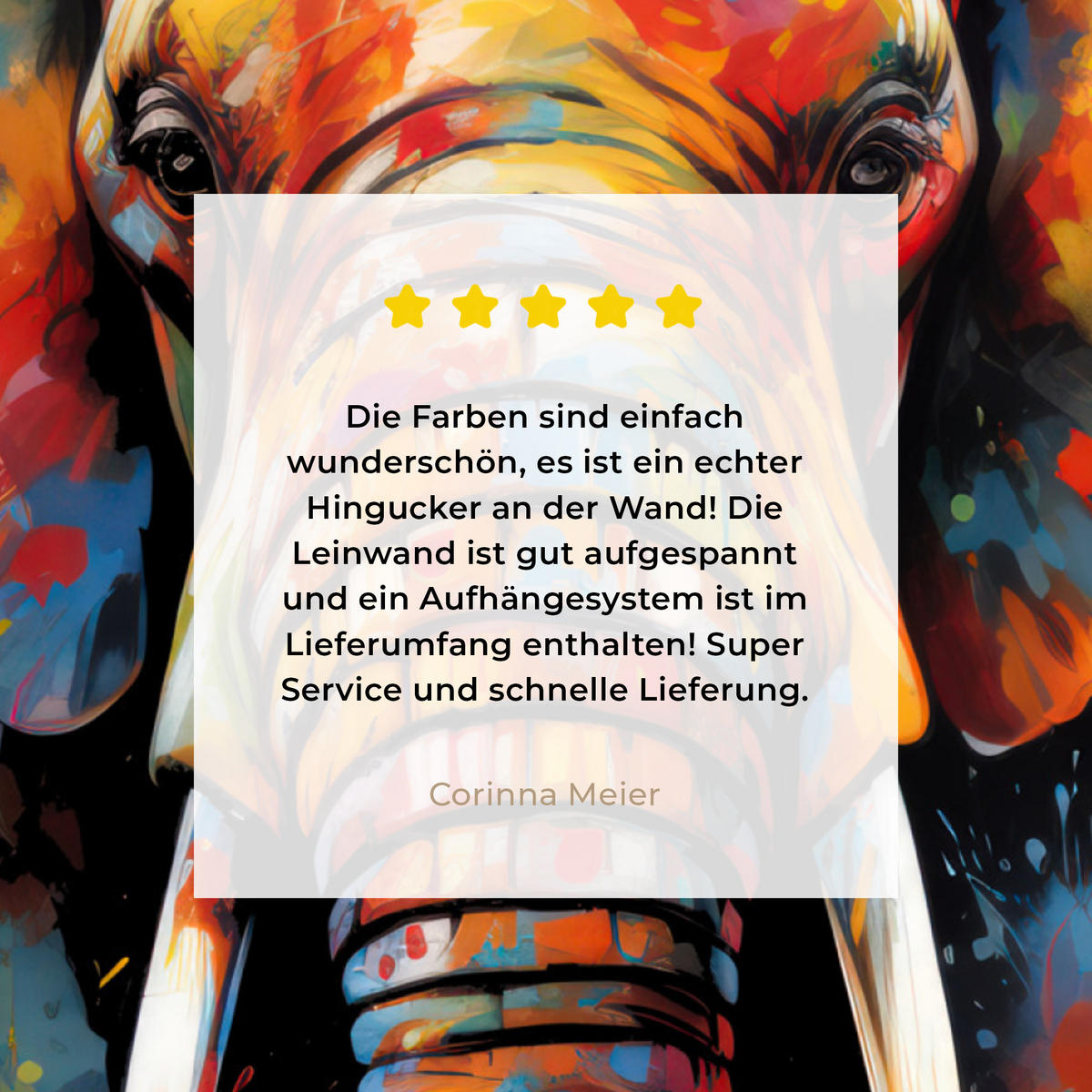 LEINWANDBILD Elefant - Graffiti - Schwarz - Tiere - Farben Deko Wohnzimmer 20x20 cm - Schwarz, Textil (20/20cm) - MuchoWow