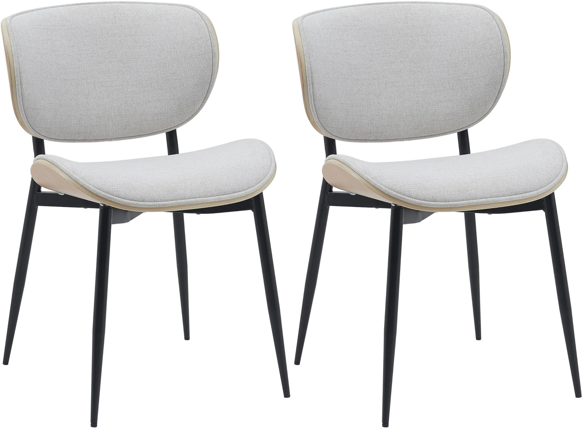 STUHL 2er Set Stoff Natura/Creme - Eukalyptusholzfarben/Creme, Textil/Metall (50/80/54cm) - CLP