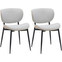 STUHL 2er Set Stoff Natura/Creme - Eukalyptusholzfarben/Creme, Textil/Metall (50/80/54cm) - CLP