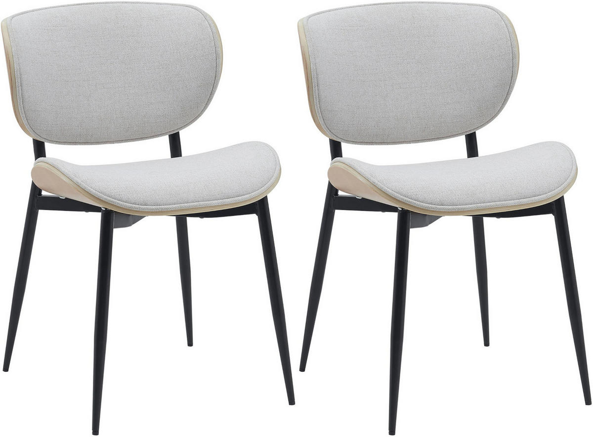 STUHL 2er Set Stoff Natura/Creme - Eukalyptusholzfarben/Creme, Textil/Metall (50/80/54cm) - CLP