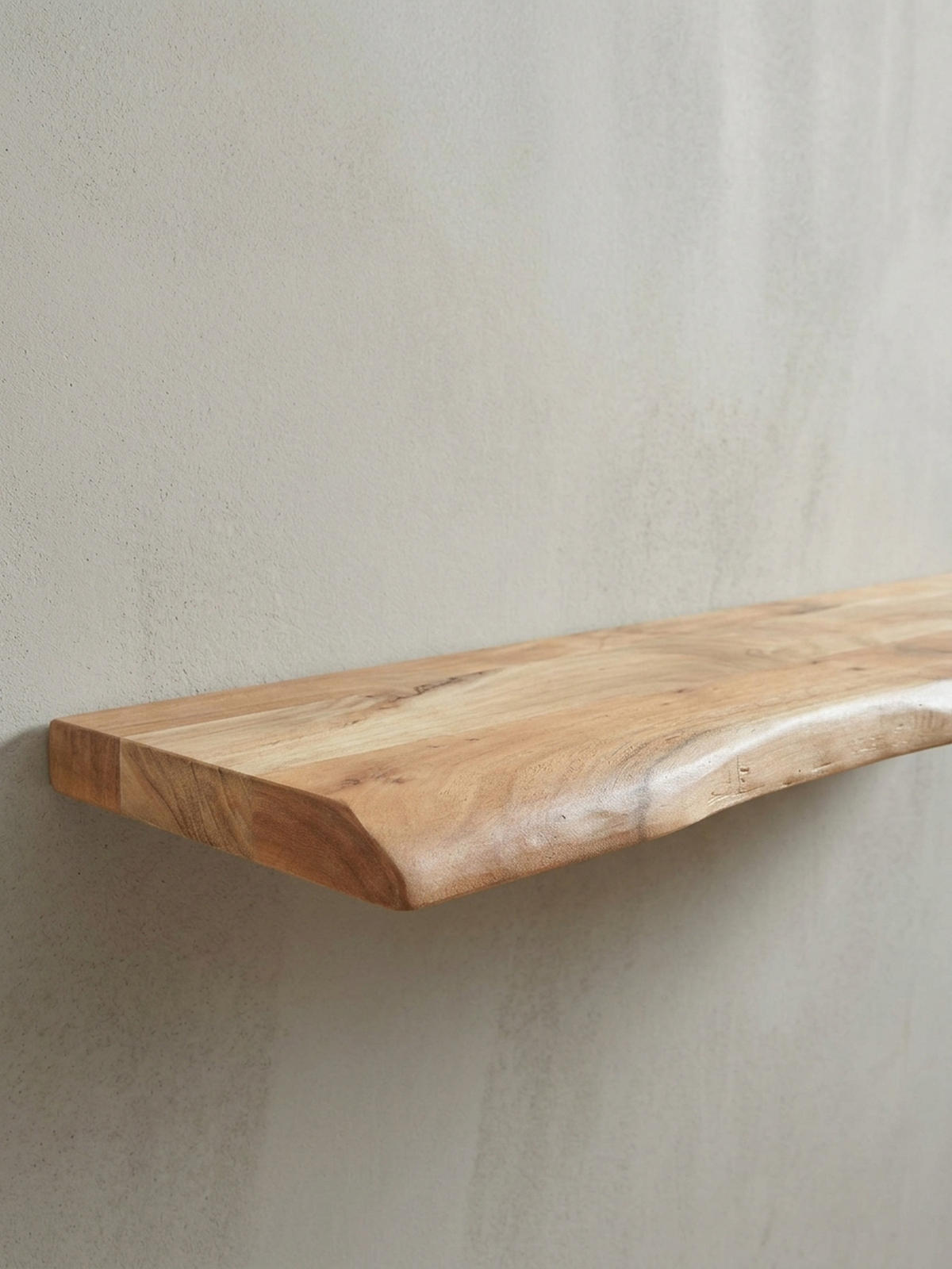 WANDREGAL Akazienholz Baumkante Rustikal, Beige 120x26x4 cm - Beige, Holz (120/4/26cm) - KADIMA DESIGN