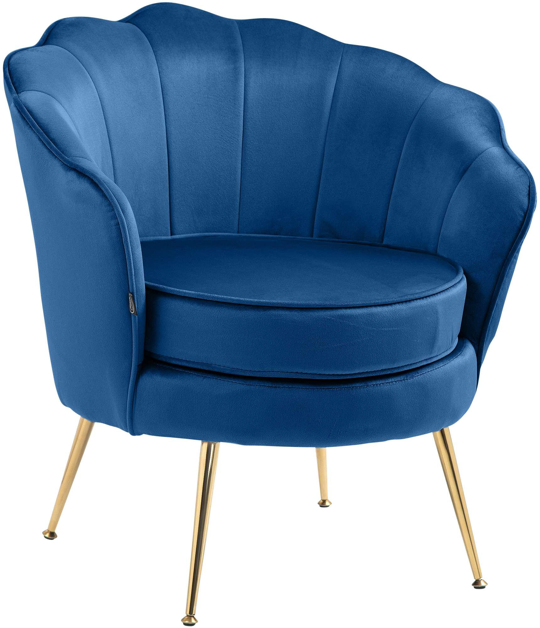 ARMLEHNENSTUHL Samt blau - Blau/Goldfarben, Textil/Metall (74/76/60cm) - CLP