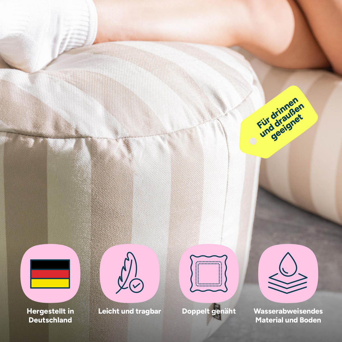 SITZPOUF Milano - Taupe, Textil (55/35/55cm) - icon