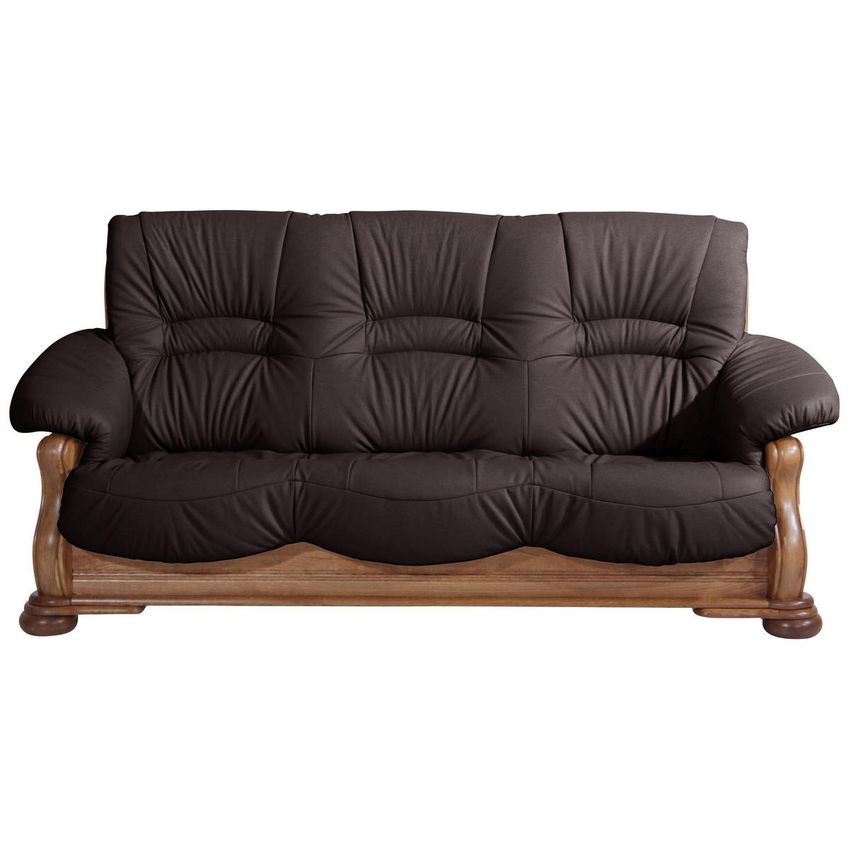 SOFA 3-Sitzer Katlin Bezug Echtleder Eiche rustikal P43 / braun - Braun, Leder (205/95/95cm) - 58aufmkessel