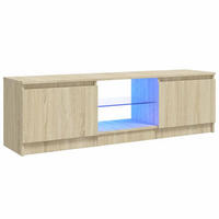 TV-SCHRANK Mit Led-Leuchten Sonoma-Eiche 120/30/36 Cm - Braun, Holz (120/36/30cm) - vidaXL