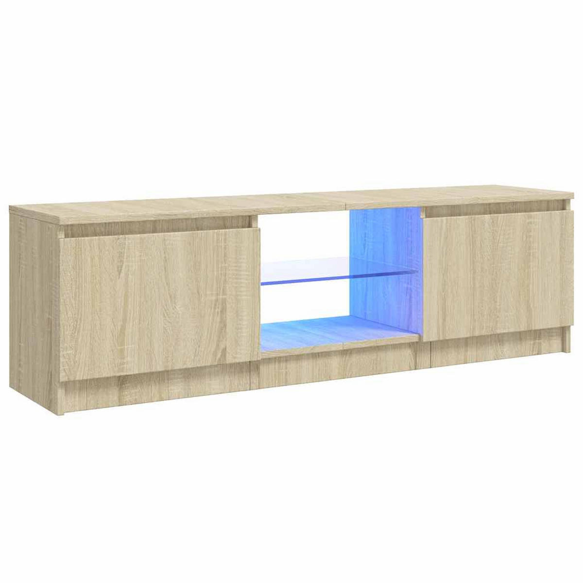 TV-SCHRANK Mit Led-Leuchten Sonoma-Eiche 120/30/36 Cm - Braun, Holz (120/36/30cm) - vidaXL