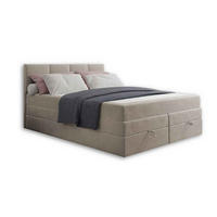 BOXBETT PRADO 140/200 in Velours Beige - Beige, Holz/Holzwerkstoff (140/200cm) - Deine Möbel 24