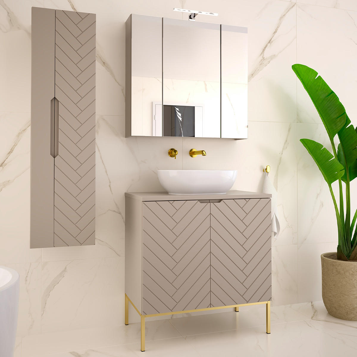 WASCHTISCH 80.6cm Daria Kaschmir - Beige, Holzwerkstoff (80.6/84.2/46.5cm) - Petits-meubles