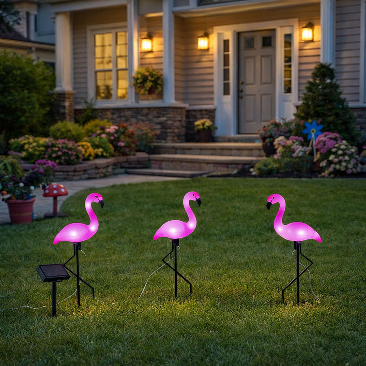 LED AUSSENLEUCHTE Flamingo Rosa Erdspieß 6er Set - Rosa, Kunststoff (20/6/52cm)