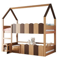 ETAGENBETT 90/200 cm in Natur mit Hausdesign - Naturfarben, Holz/Holzwerkstoff (90/200cm) - WISHDOR