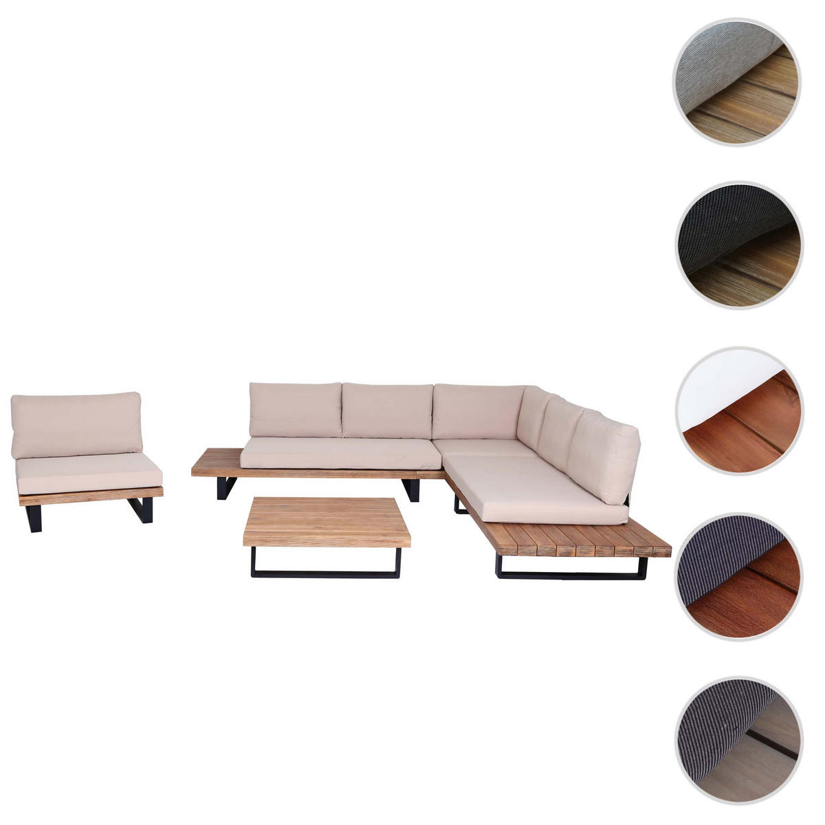 GARTEN-GARNITUR Schwarz, Braun, Beige - Beige/Schwarz, Holz - MCW