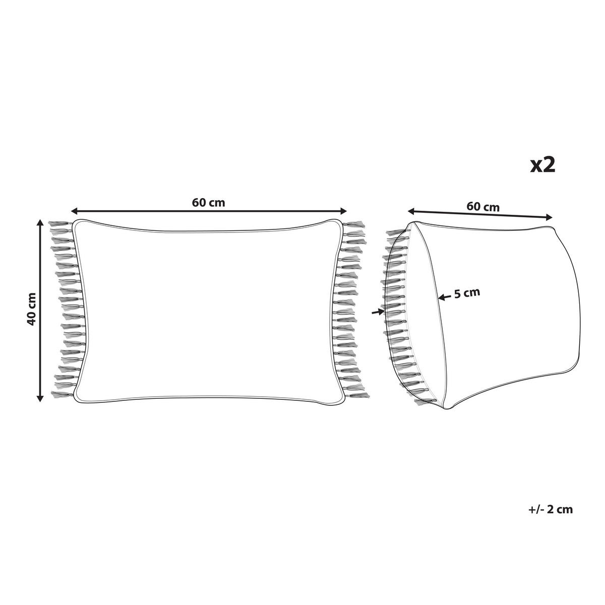 DEKOKISSEN 2er-Set Orange 60/40 cm Tansy - Orange, Naturmaterialien (60/40cm) - Beliani