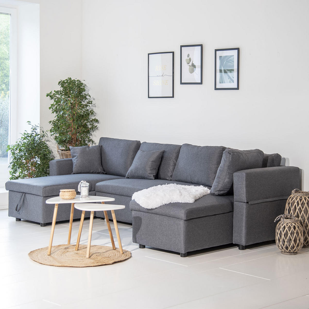 SCHLAFSOFA SCOTT Grau 4 Plätze - Grau, Textil (146/294cm) - Happy Garden