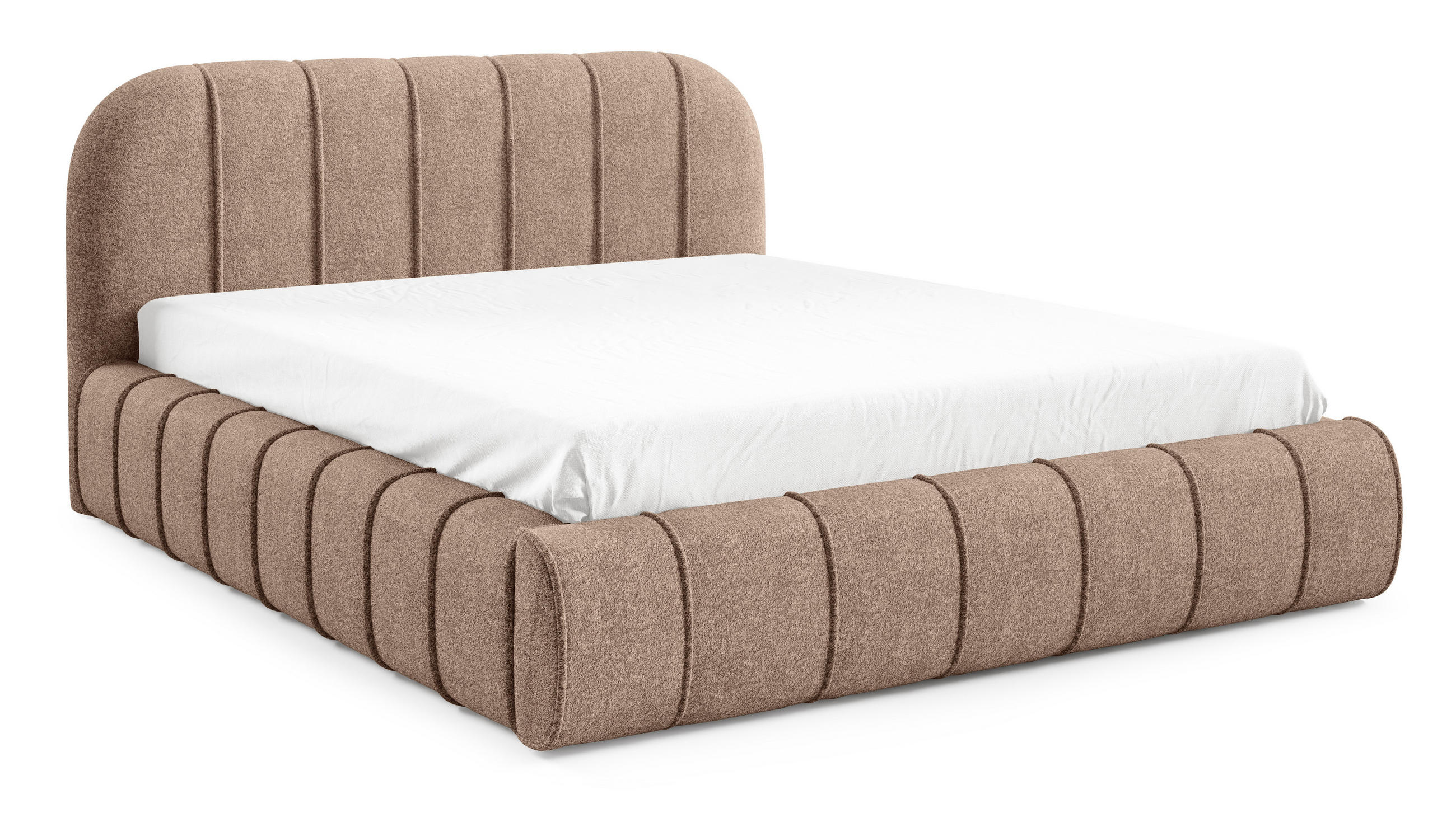 POLSTERBETT 140x200 Lunea, Samt, Metallrahmen, Bettkasten, Braun - Braun, Holz/Textil (140/200cm) - Emporius