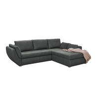 ECKSOFA mit Schlaffunktion und Bettkasten, seitenverkehrt montierbar B272/T200/H88 cm, Liegefläche 128x224 cm, Mikrofaser Dunkelgrau / 15228 - Chromfarben/Dunkelgrau, Kunststoff/Textil (272/200cm) - luma-home