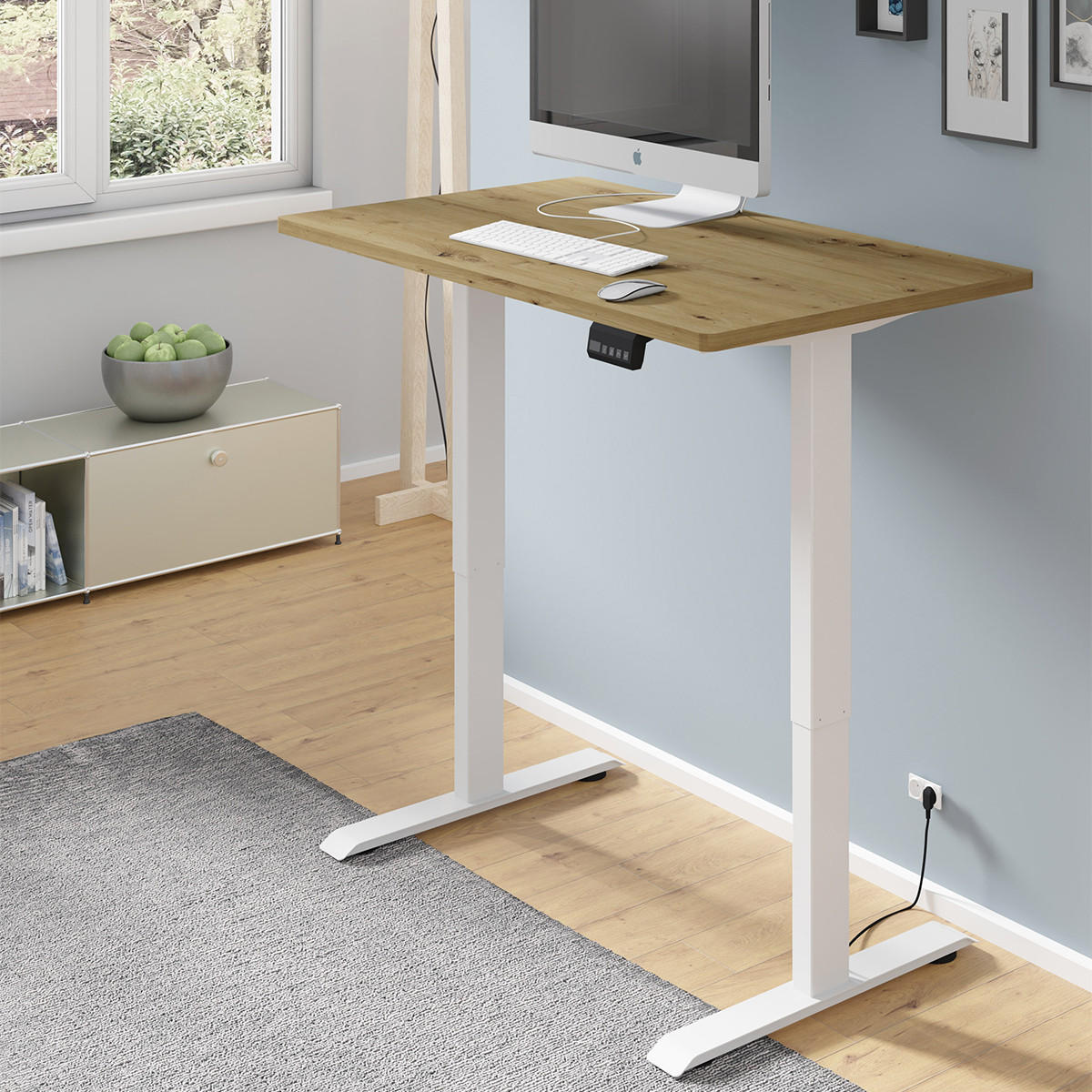 SCHREIBTISCH Ergo Holz und Weiß - Weiß, Holzwerkstoff (65/120/73cm) - Petits-meubles